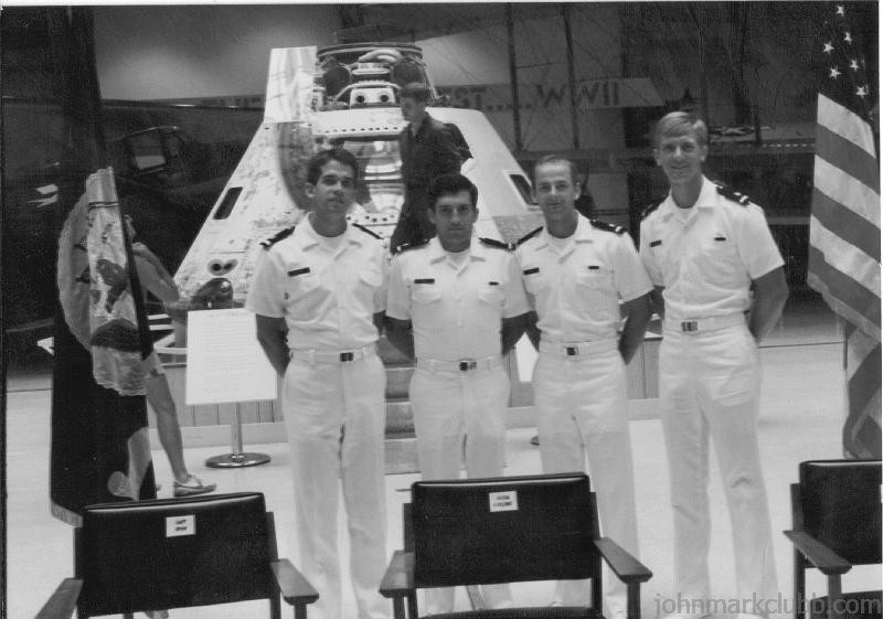 JMC 1983 - 5.JPG - John with three  AOCS roommates ( Diego, Dave, Todd) when they were commissioned as ensigns in the Navy at the aviation museum NAS Pensacola October 1983